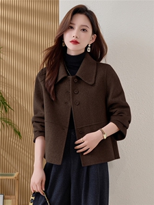 纯色双面羊毛大衣女2025秋冬新款减龄小个子双面羊绒短款外套图片