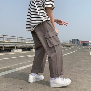 春秋新款韩版宽松阔腿休闲裤港风ins多口袋工装裤男 K3991-P34图片