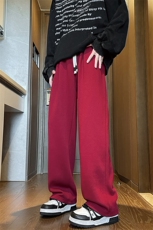 春季纯色休闲卫裤男款直筒美式运动裤子大码宽松阔腿长裤KZ006P45，男装休闲裤，电商B312