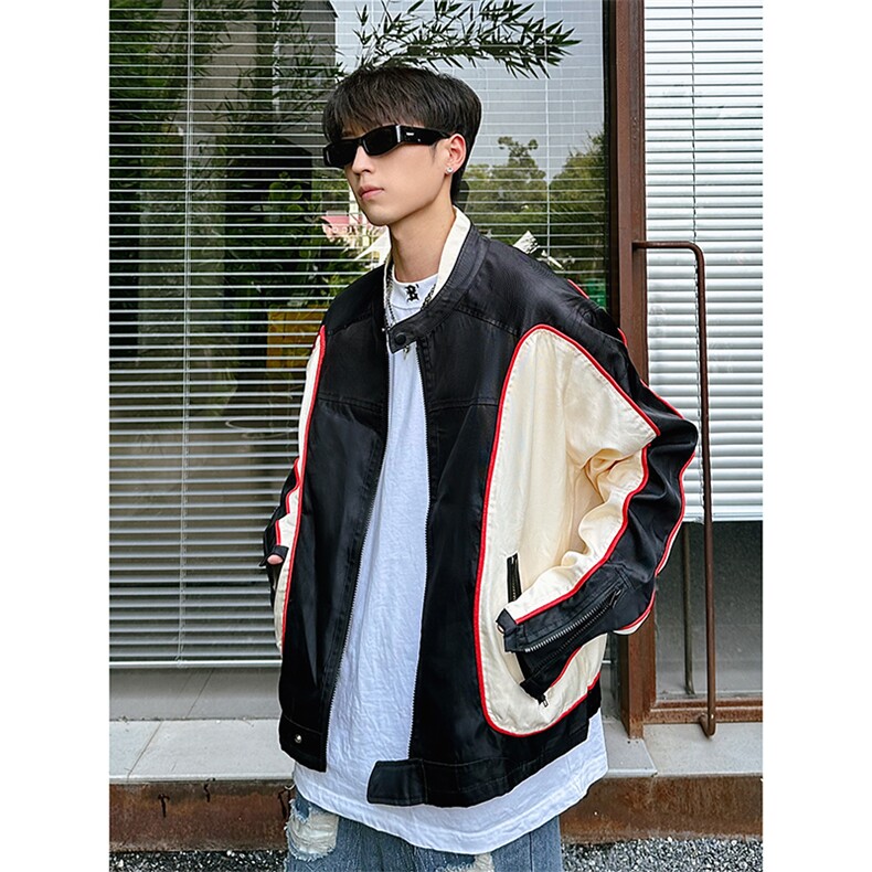 B221美式ins高街暗黑痞帅型男机车服外套上衣SY2306-P90控118,男装夹克,电商B221