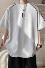 图案已注册夏季新款复古休闲宽松短袖T恤男潮百搭体恤衫D112/P35，男装T恤，电商B209