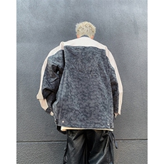 美式复古PU皮夹克男女春秋季拼接宽松皮衣棒球领外套潮JK08553-83，男装夹克，星座308B-1