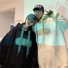 港风秋装钢印情侣卫衣连帽卫衣外套宽松上衣男G1021P78加绒，女装短外套，电商A339