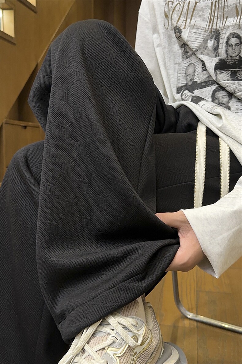 特批P35无差价2025纹理感肌理感宽松休闲裤男港风直筒阔腿裤K5649,男装休闲裤,电商A001-1