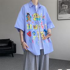CS1128-P60控98高品质夏季新款设计感大码冰丝短袖情侣衬衫，男装T恤，电商A059