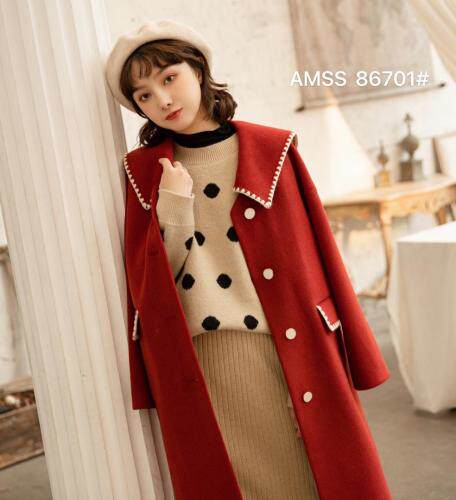 冬款呢料大衣，女装毛呢外套，AMSS 艾玛莎莎