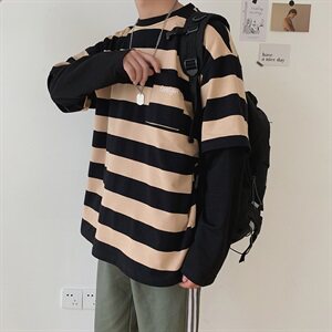 19年秋冬新款假两件条纹休闲潮流时尚款卫衣DS-B293-N101,男装卫衣,电商A306