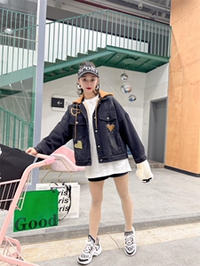 爆版冬款加厚牛仔外套帽子可拆卸图片