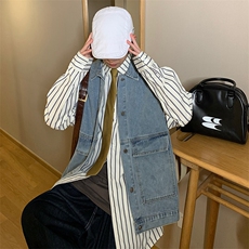 牛仔马甲男秋装潮牌宽松无袖背心水洗复古做旧春秋季百搭WT69-P46，男装背心/马甲，星座313A-2