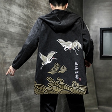 特价A803断码2022秋款仙鹤设计中长款风衣，男装夹克，钱塘7008(原4008)
