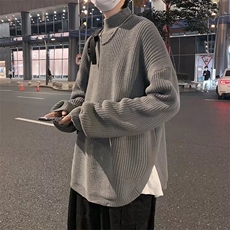 冬季半高领毛衣男ins潮流宽松开叉针织线衣百搭打底衫潮MY67-p40，男装针织衫/毛衣，星座1008