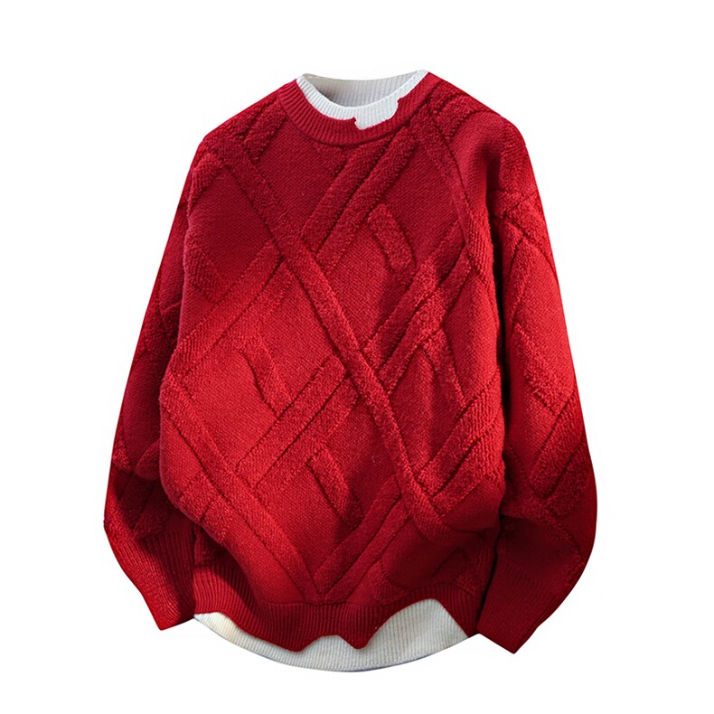 潮流假两件秋冬宽松青年时尚针织外套复古毛衣男士WZ3043-P68，男装针织衫/毛衣，星座1105-3