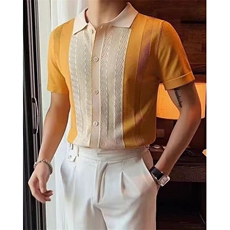 季新款男士休闲轻奢短袖衬衫时尚商务休闲修身拼接半袖T66001，男装T恤，星座1116A（原606A-3）