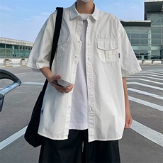 日系帅气短袖衬衫夏季新款港风潮流宽松工装衬衣W3340-P32，男装衬衫，星座512-2