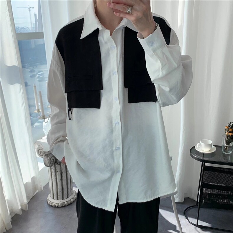 假两件衬衫外套男ins潮牌潮流宽松轻熟风男装衬衣C183-P35图片