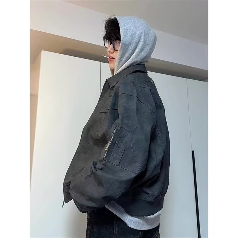 潮美式夹克男复古翻领春秋外套男女PJK38-P62,男装夹克,星座208-5