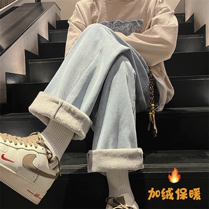 23冬季加绒加厚印花宽松直筒牛仔裤 N360 P40 加绒P50图片