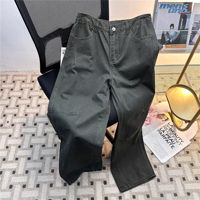 复古工装牛仔裤男宽松直筒嘻哈百搭春季褶皱长裤潮3301P48,男装牛仔裤,星座410-2