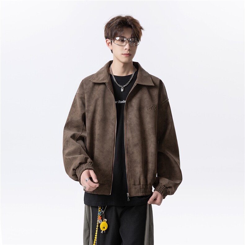 秋冬钢印扎染皮夹克外套男D309B-JK01-P90控128,男装夹克,电商D309B