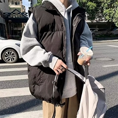 现货5W件冬季三防硬挺boxy短款立领棉衣马夹外套加厚马甲保暖棉服，男装棉衣，电商A486