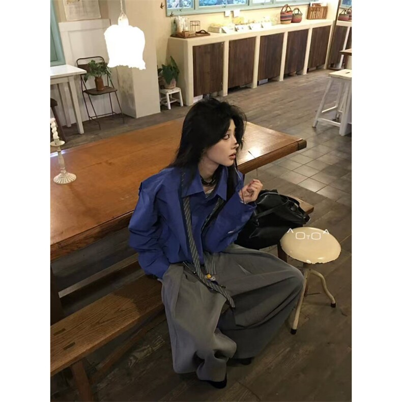 精梳棉高级感抗皱雅痞基础百搭克莱因蓝长袖衬衫~C26101批45,男装衬衫,星座1411A-6