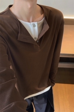 保暖德绒假两件打底衫叠穿宽松卫衣男女T恤5Q4090-TP3058，男装T恤，电商A102
