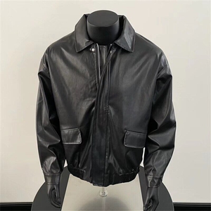 机车服皮衣男潮痞帅气高级感飞行员PU皮夹克 Y1014 P60图片