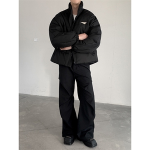 冬季美式cleanfit金属标装饰棉衣男短款面包服外套M1029特P85图片