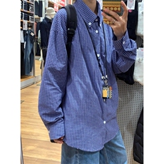 【档口现货】少年感蓝色格子衬衫男春秋季长袖衬衣CS552-特P30，男装衬衫，星座1007（原301D）