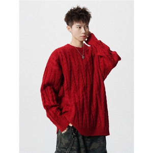 8XL-M麻花毛衣男休闲大码慵懒风情侣圆领针织衫线衣外套MY1512P65图片