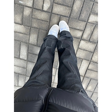 博主图泼墨设计感牛仔裤男秋冬微喇叭cleanfit裤子KZA36-P55，男装牛仔裤，星座1007（原301D）