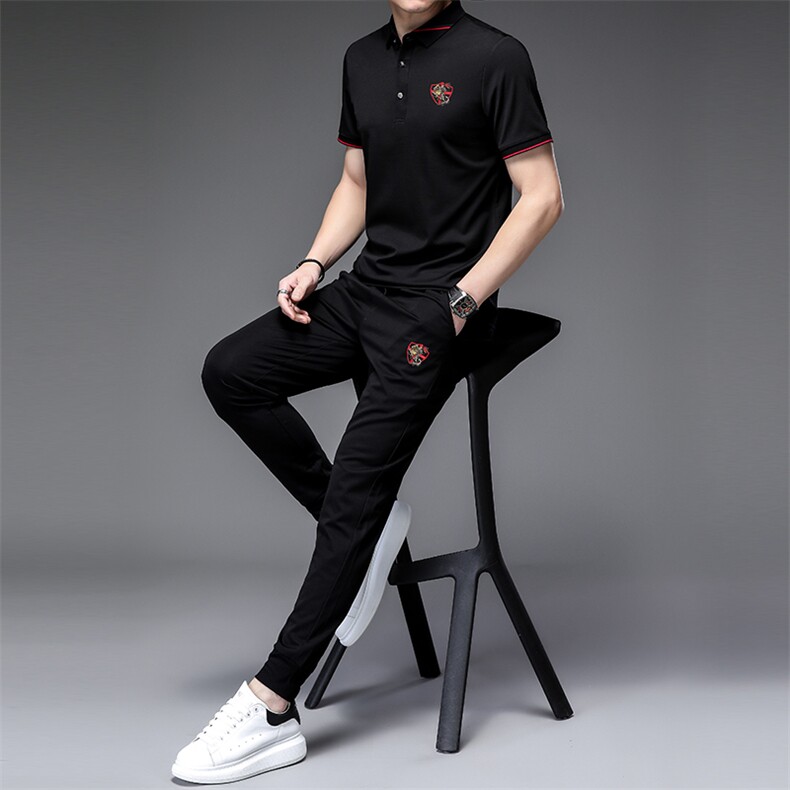 运动套装男春夏季新款潮服饰休闲运动服两件套冰丝感透气耐磨速干,男装休闲套装,电商B212（原钱塘6029）