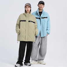 潮牌情侣2023冬季男士菱形格立领棉衣百搭棉服外套女MYTC121P75，男装棉衣，电商B220