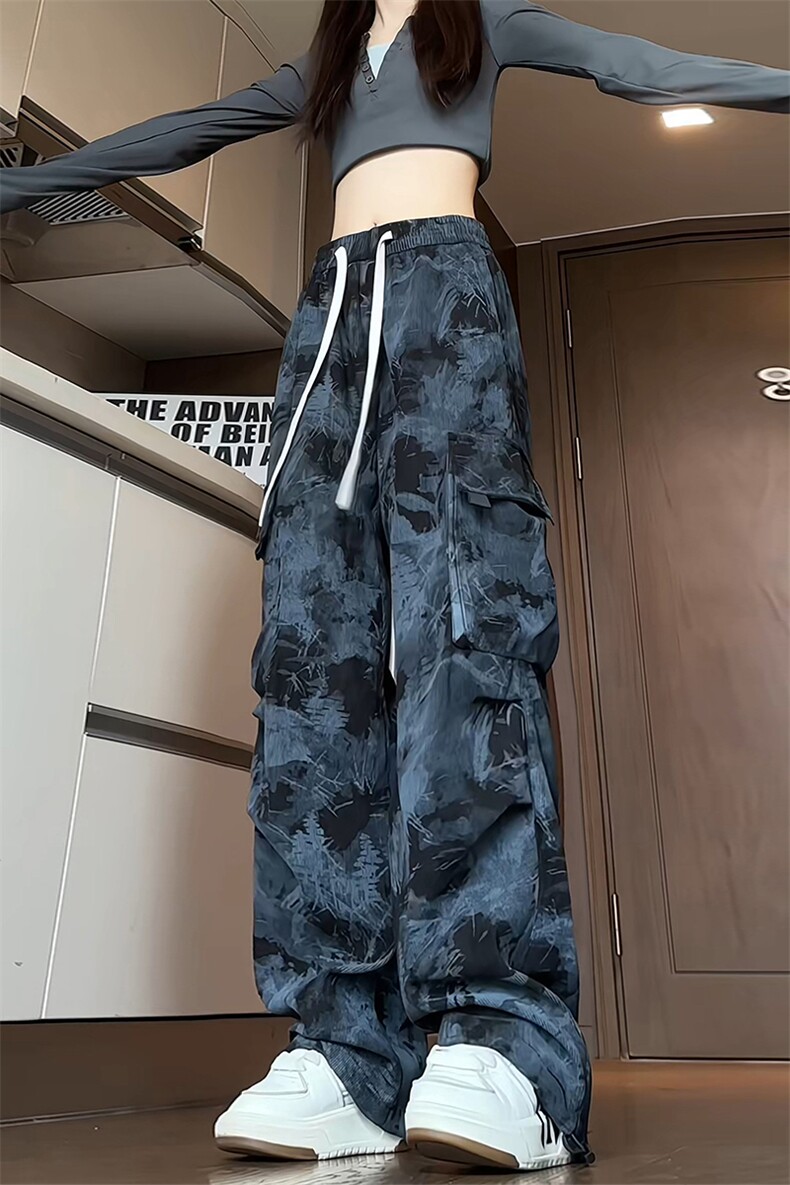 特批P50无差价秋季水墨扎染灯芯绒工装裤男大口袋抽绳阔腿裤K1598,男装休闲裤,电商A001-1