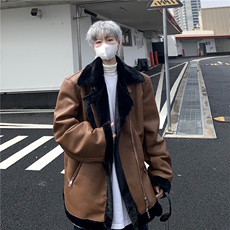 现货-美式机车棉服皮毛一体外套加绒棉衣218-7-M123-P135-控168，男装棉衣，星座218-7