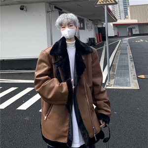 现货-美式机车棉服皮毛一体外套加绒棉衣218-7-M123-P135-控168图片