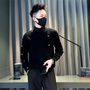 M583-1-P88控118新款时尚毛衣男款高级衬衫领针织衫秋冬男士休闲图片
