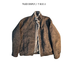 网图长毛毛内里加厚加绒棉衣皮夹克保暖座山雕外套男H1171特P125，男装夹克，电商A341