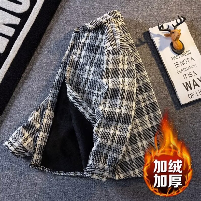 加绒加厚冬款男夹克衫条纹保暖棉衣休闲衬衫外套JK0016P72,男装夹克,星座1013-1
