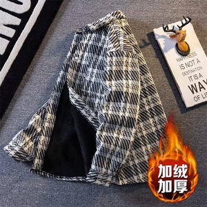 加绒加厚冬款男夹克衫条纹保暖棉衣休闲衬衫外套JK0016 P72图片