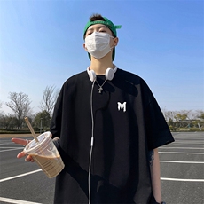 抖音得物二开现货供应220克夏装重磅美式高街宽松短袖t恤MT32，男装T恤，电商A486-1