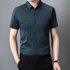 2023年夏季新款男士短袖衬衫男装衬衣夏装商务休闲外套上衣服，男装衬衫，电商B212（原钱塘6029）