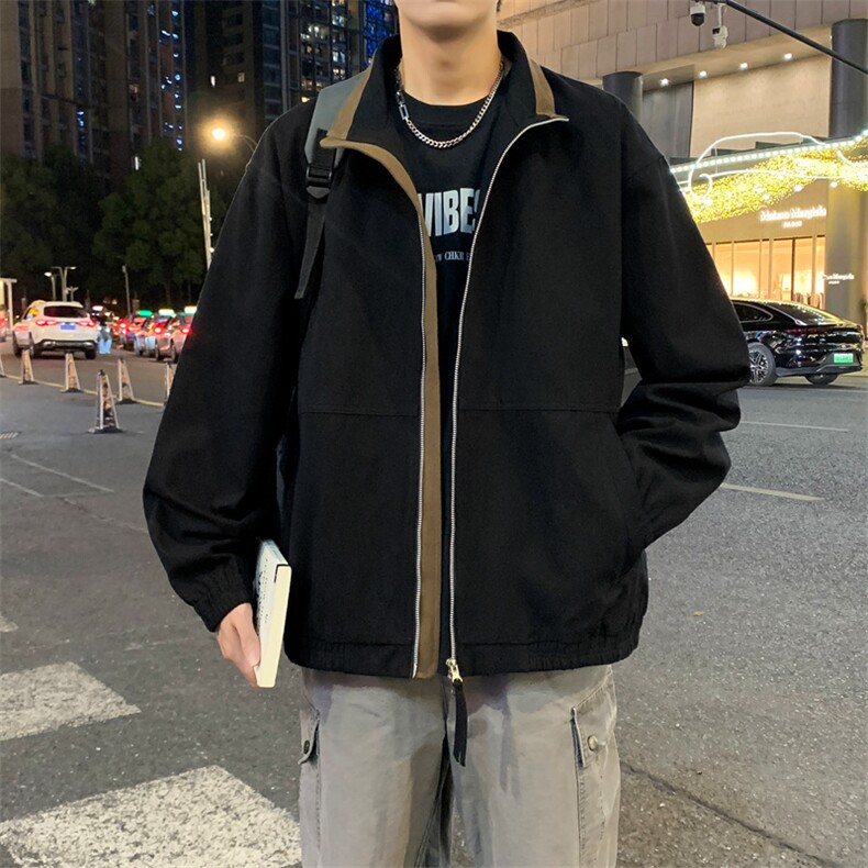 2025新款现货纯棉夹克男宽松立领上衣外套DSA157B-J2568-P88,男装夹克,电商A157B