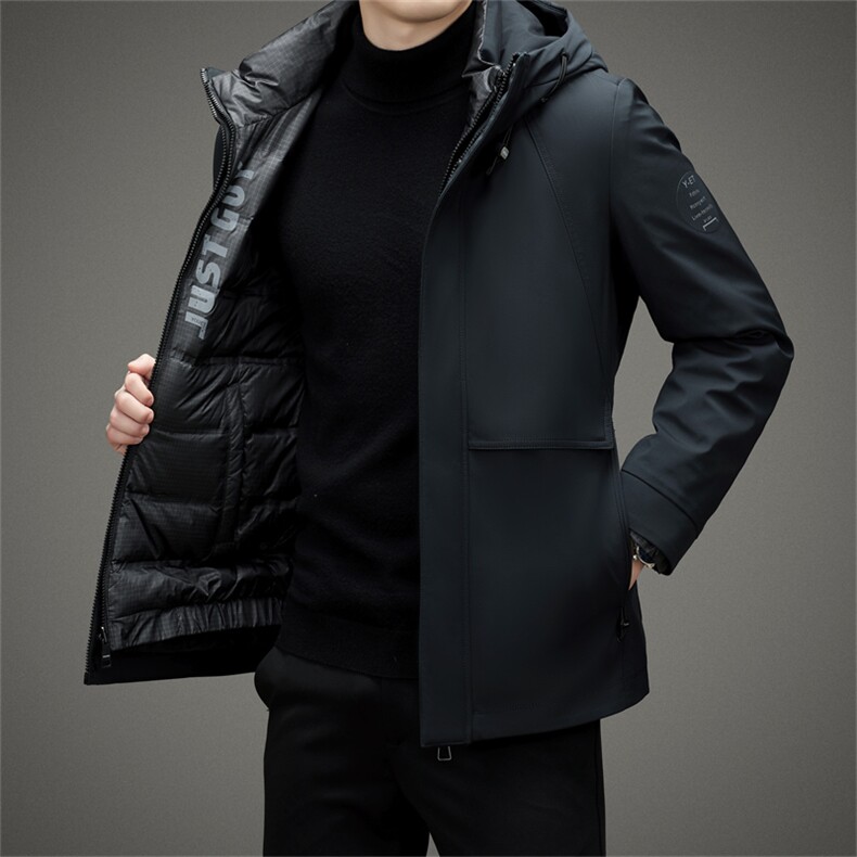 V2361钱塘2020-3秋冬中年男士连帽羽绒服保暖商务休闲外套P285,男装羽绒服,钱塘207-3