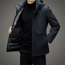 V2361钱塘2020-3秋冬中年男士连帽羽绒服保暖商务休闲外套P285，男装羽绒服，钱塘207-3