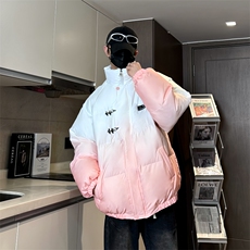 XZ230-1MY51冬港风宽松简约扎染渐变休闲立领机车面包服P128控158，男装棉衣，星座230-1