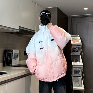 XZ230-1MY51冬港风宽松简约扎染渐变休闲立领机车面包服P128控158图片