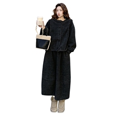 韩系甜美木耳边开衫半裙套装F6607-P175-K258，女装套装/套裙，2C255