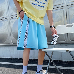 主推~港风夏季宽松休闲腰果花拼接男士运动五分短裤A125-6613-P30图片