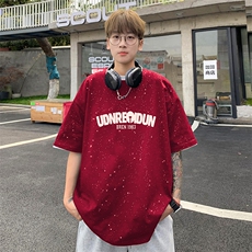量大优供抖音视频支持得物配合二开美式满天星亮片短袖T恤MTX335，男装T恤，电商A486